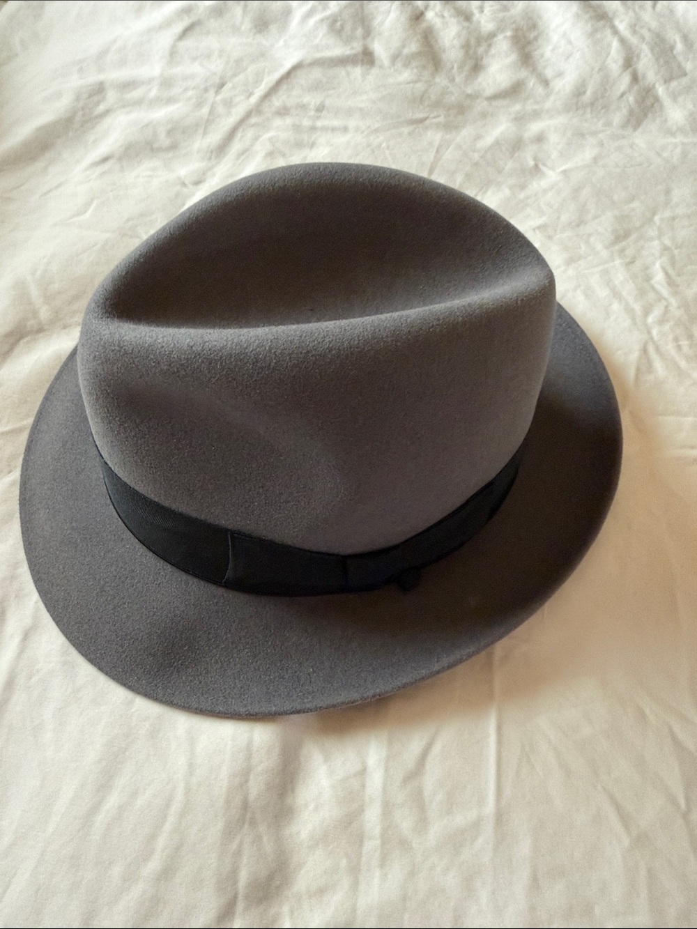 Selentino Gray Men's Felt Fedora Hat with Black Band - Picture 2 of 9